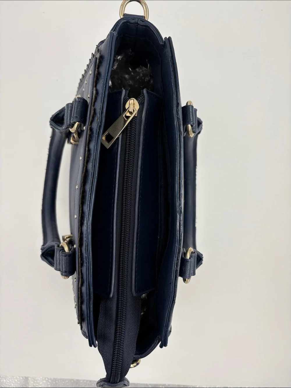 axes femme Navy Satchel with Gold Accents no strap